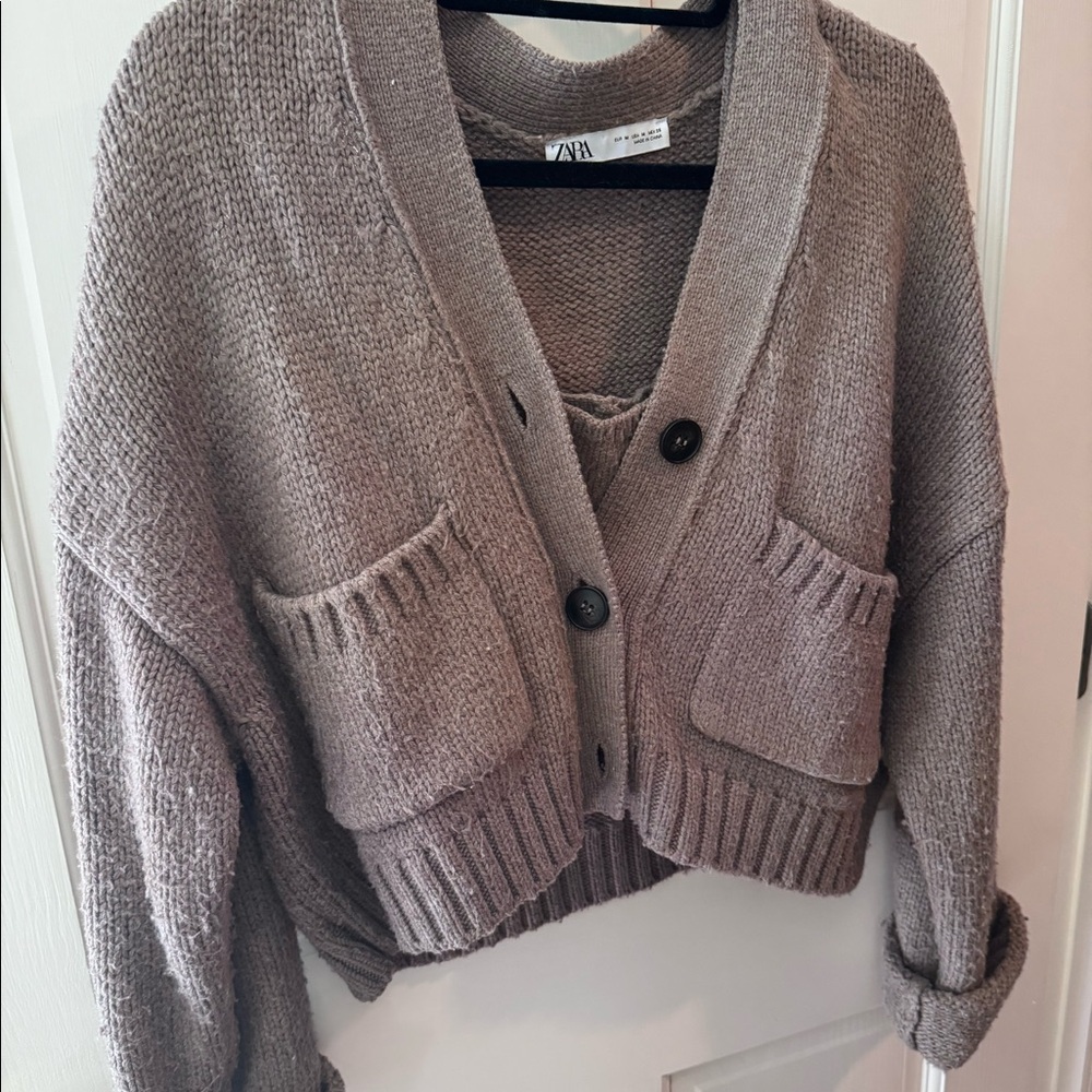 Zara knit cardigan and tank set